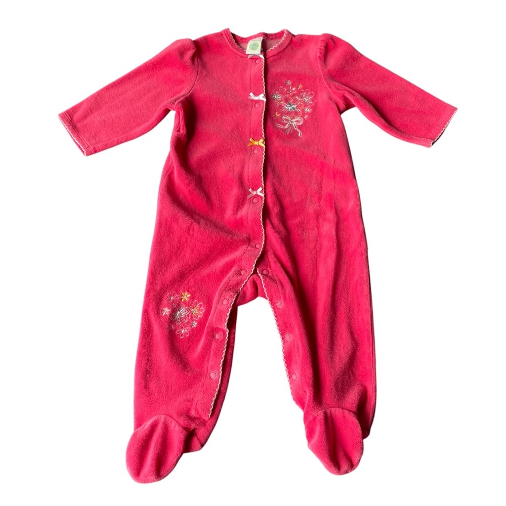 LittleMe Velvet & Bows Snap Onesie Embroidered Baby Size 9 Months